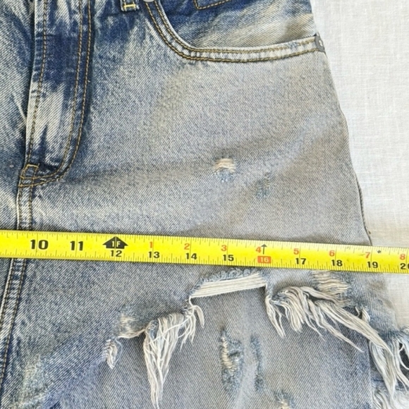 R13 Denim Double Classic ShreddedHem Skirted Jeans - Picture 14 of 16